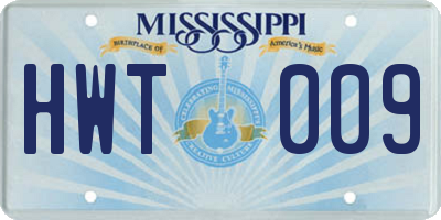 MS license plate HWT009