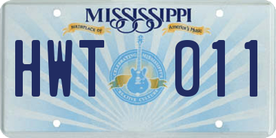 MS license plate HWT011
