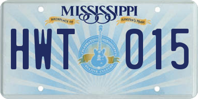 MS license plate HWT015