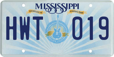 MS license plate HWT019