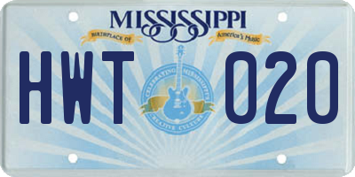 MS license plate HWT020