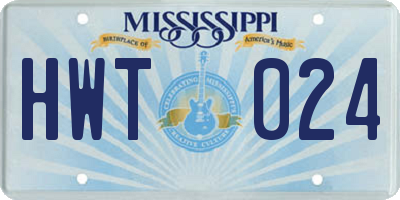 MS license plate HWT024