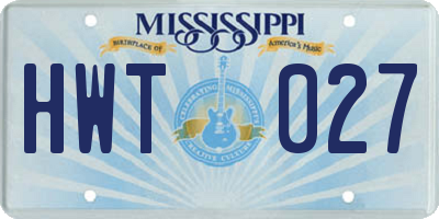 MS license plate HWT027
