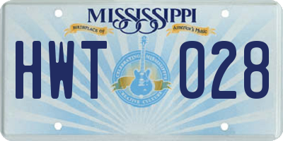 MS license plate HWT028