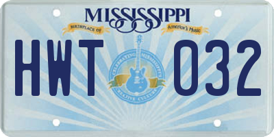 MS license plate HWT032