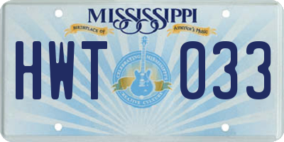 MS license plate HWT033