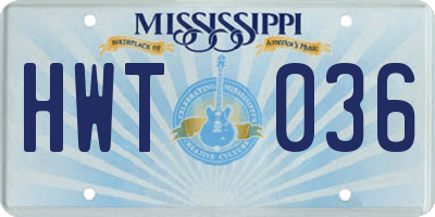 MS license plate HWT036