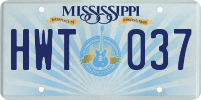 MS license plate HWT037