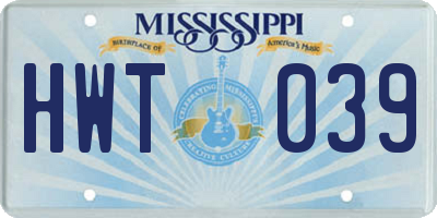 MS license plate HWT039