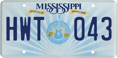 MS license plate HWT043