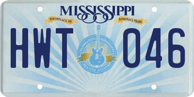 MS license plate HWT046