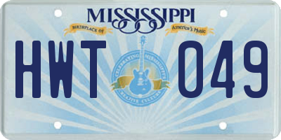 MS license plate HWT049
