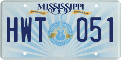 MS license plate HWT051