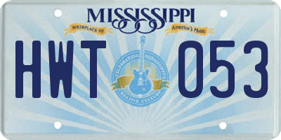 MS license plate HWT053
