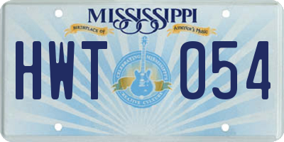 MS license plate HWT054