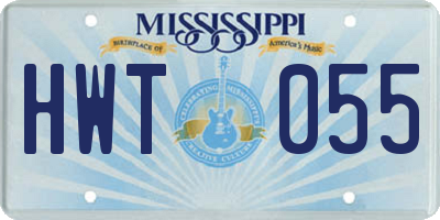 MS license plate HWT055