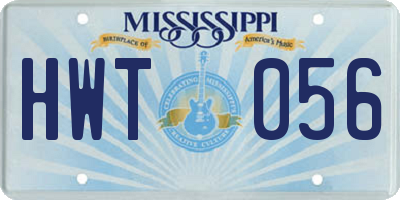 MS license plate HWT056