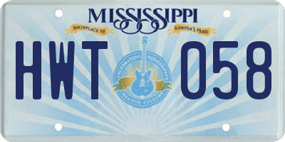 MS license plate HWT058