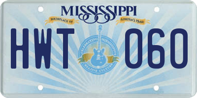 MS license plate HWT060