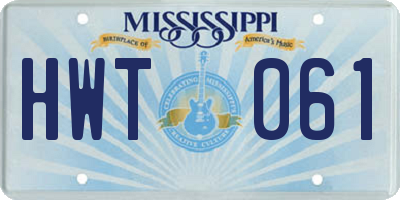 MS license plate HWT061