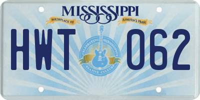 MS license plate HWT062