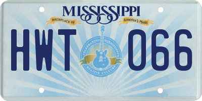 MS license plate HWT066