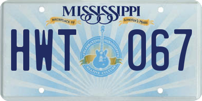 MS license plate HWT067