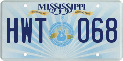 MS license plate HWT068