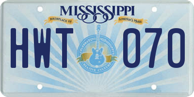 MS license plate HWT070