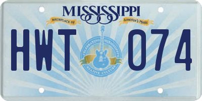 MS license plate HWT074
