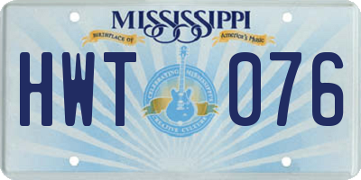 MS license plate HWT076