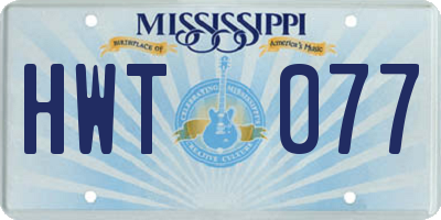 MS license plate HWT077