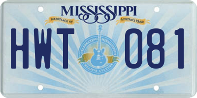 MS license plate HWT081