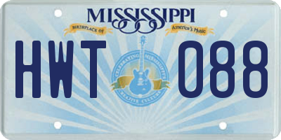 MS license plate HWT088