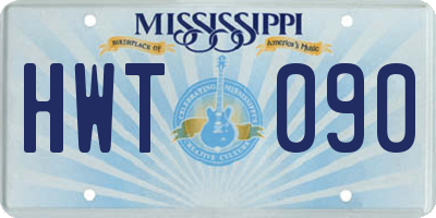 MS license plate HWT090