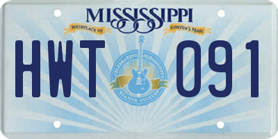 MS license plate HWT091