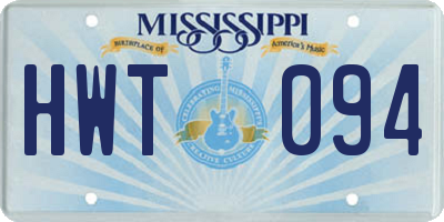 MS license plate HWT094
