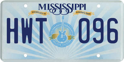 MS license plate HWT096