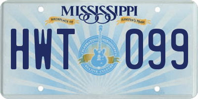 MS license plate HWT099