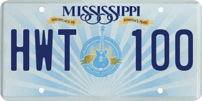 MS license plate HWT100
