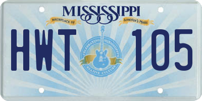 MS license plate HWT105