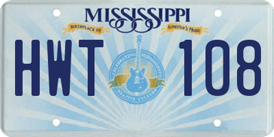 MS license plate HWT108