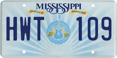 MS license plate HWT109