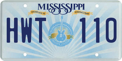 MS license plate HWT110