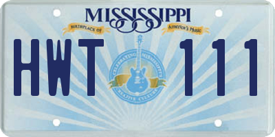 MS license plate HWT111