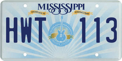 MS license plate HWT113