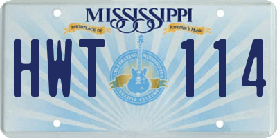 MS license plate HWT114