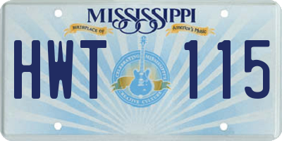 MS license plate HWT115
