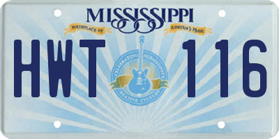 MS license plate HWT116