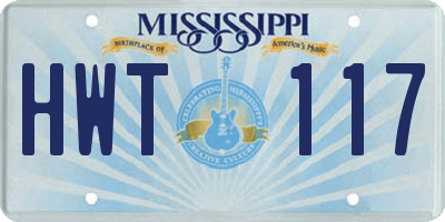 MS license plate HWT117